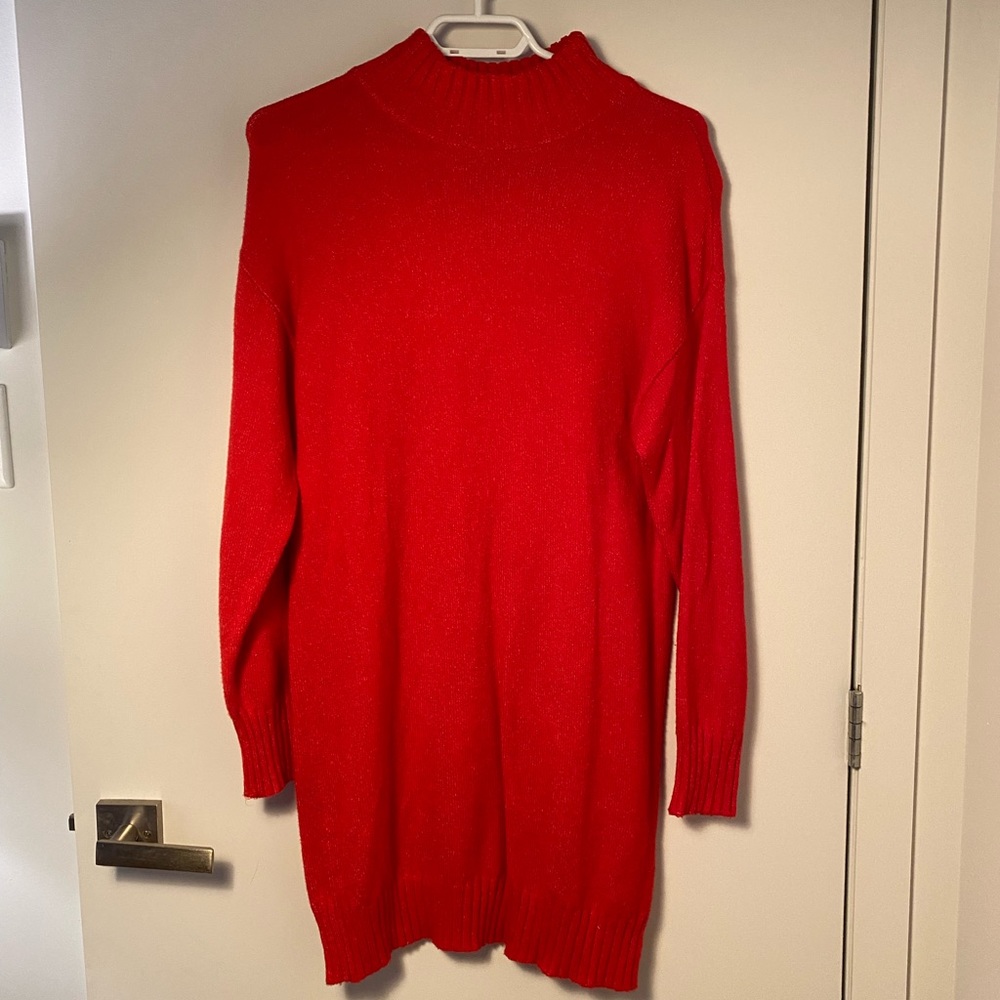 Red sweater dress